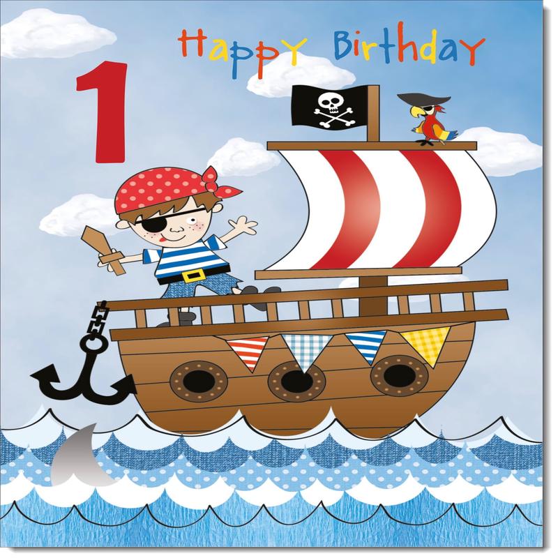 1st Birthday Card Age 1 for Boy Pirate