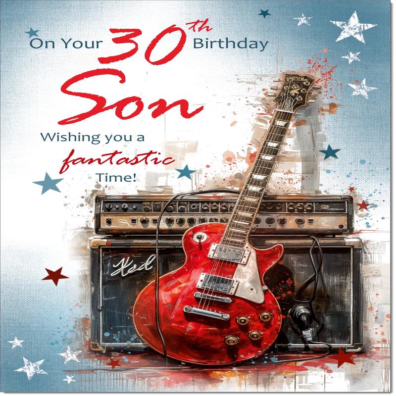 Son 30th Birthday Card Age 30 Guitar