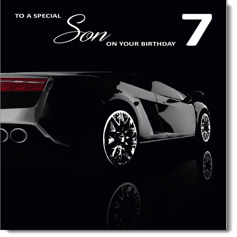 Son 7th Birthday Card Age 7 Black Lamborghini