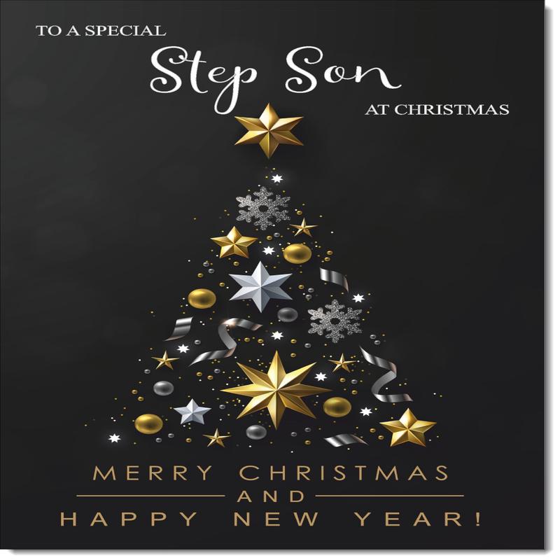 Stepson Christmas Card Black Abstract Christmas Tree