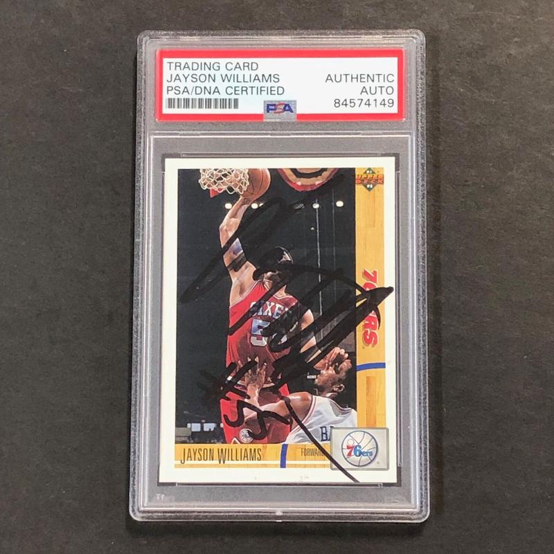 1991-92 UPPER DECK #191 JAYSON WILLIAMS Signed Card AUTO PSA Slabbed 76ers