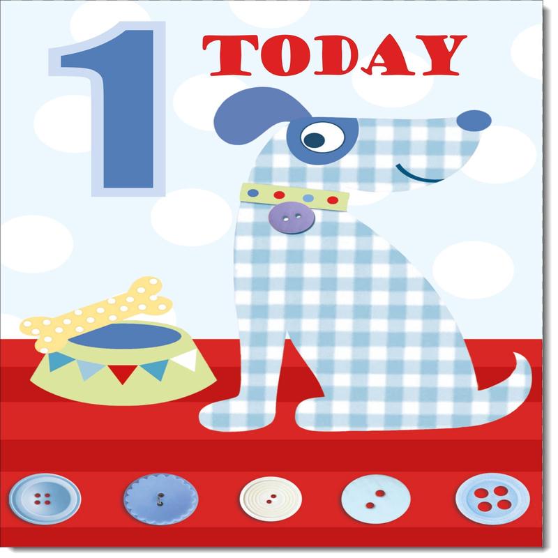1st Birthday Card Age 1 for Boy Cartoon Dog