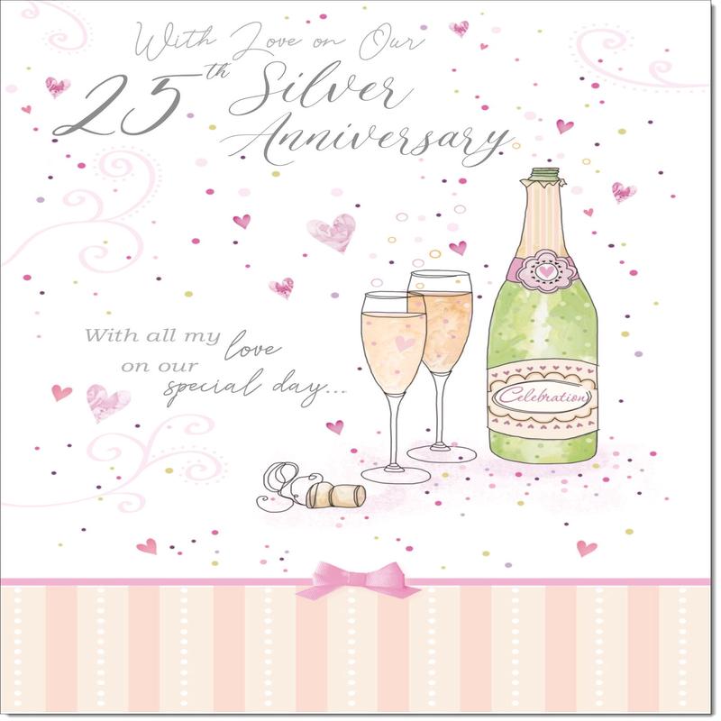 Our Silver 25th Wedding Anniversary Card Champagne