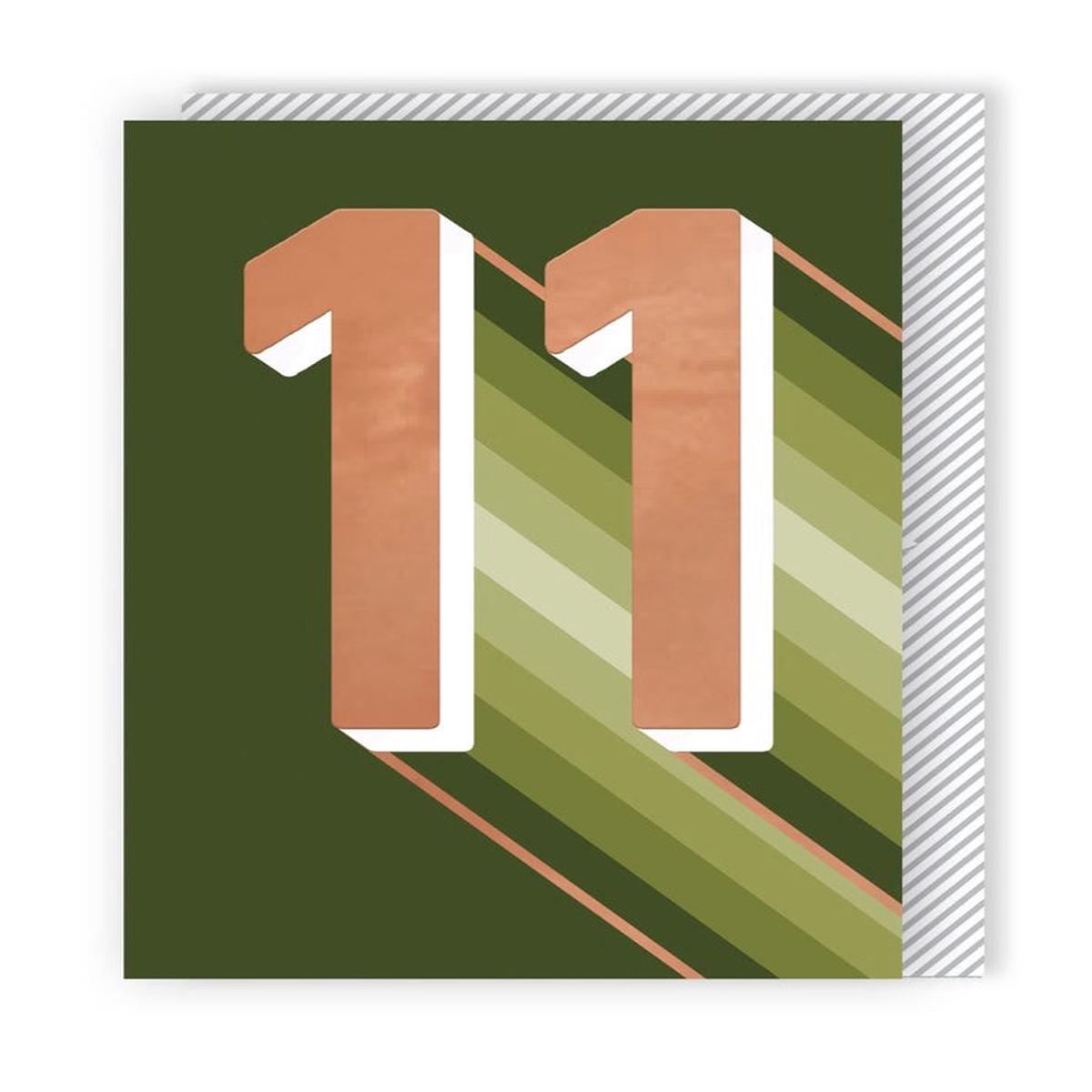 11th birthday - Green Rainbow Greeting Card