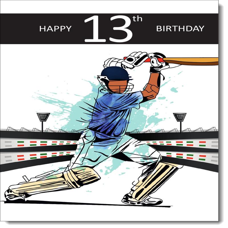 13th Birthday Card Age 13 for Boy Cricket
