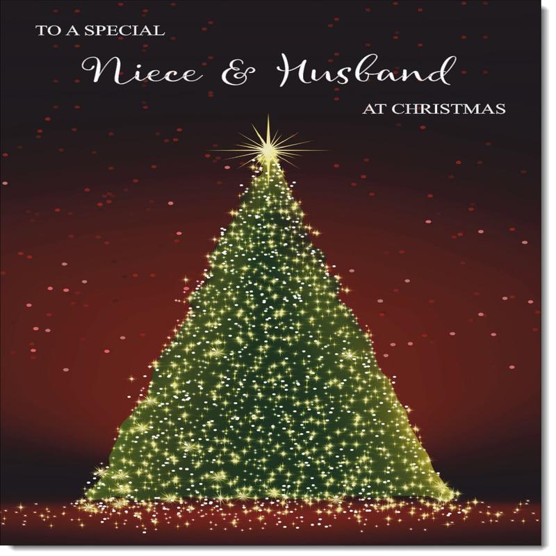Niece & Husband Christmas Card Green Christmas Tree