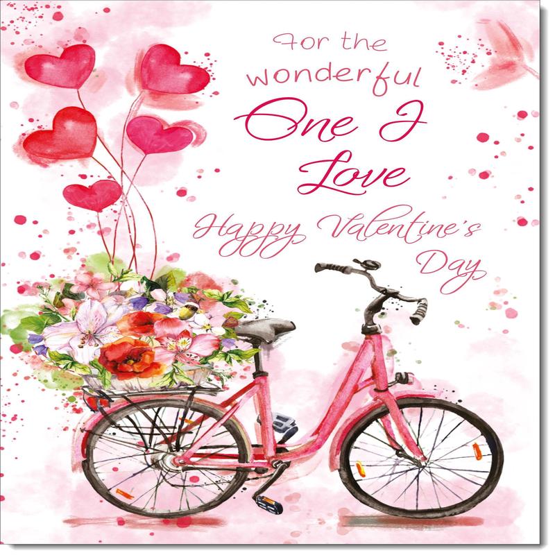 One I Love Valentines Card Love Hearts on Bike