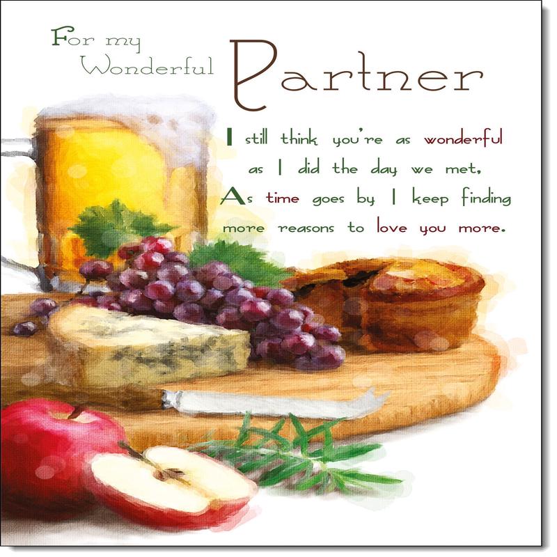 Partner Birthday Card for Him Beer and Cheese Plater