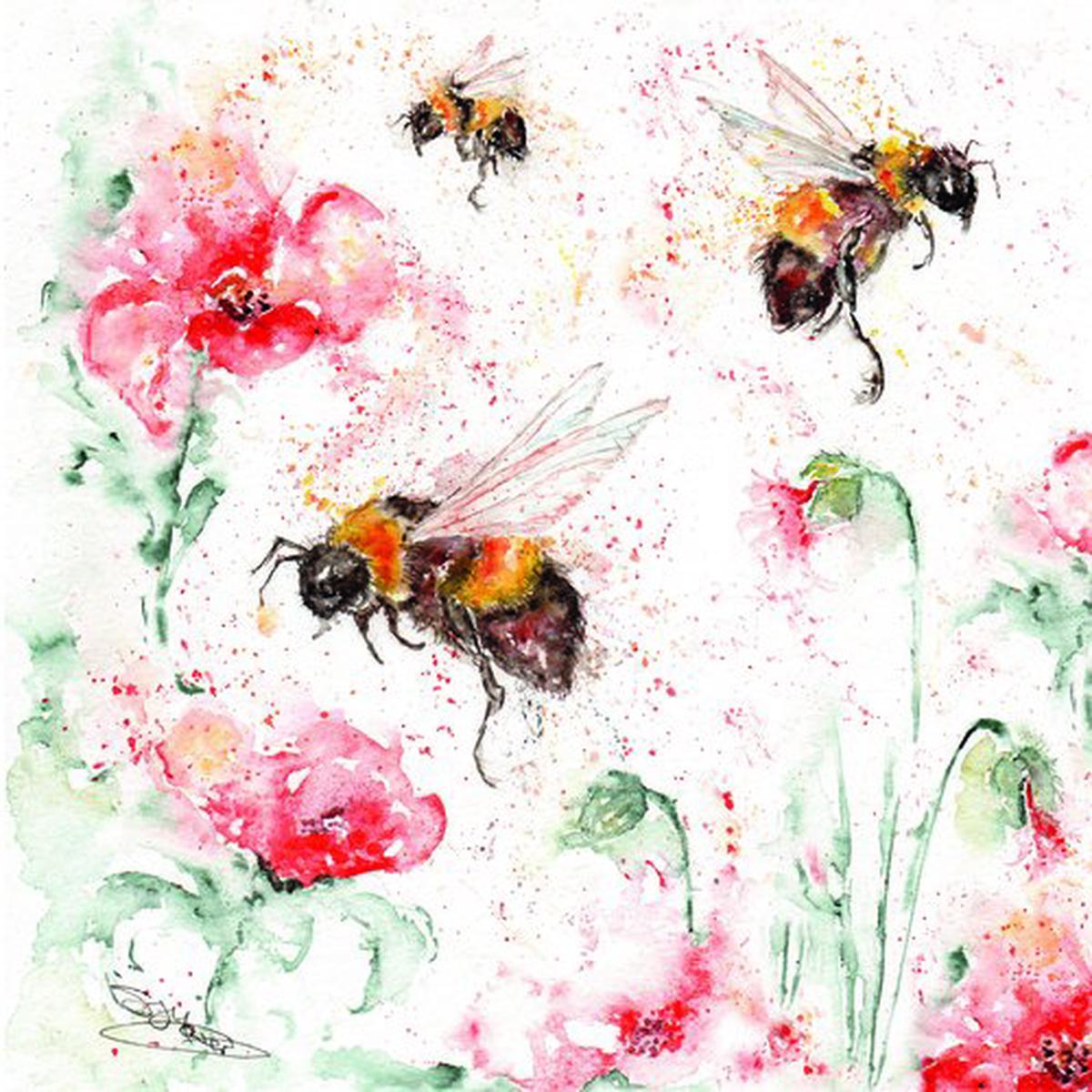 SANDI MOWER SQUARE CARDS - BLANK (BEES)