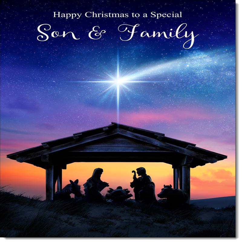 Son & Family Christmas Card Nativity Scene