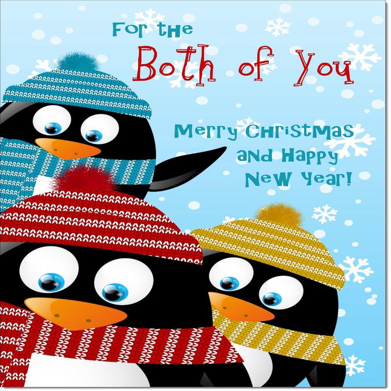 To Both of You Christmas Card Three Penquins