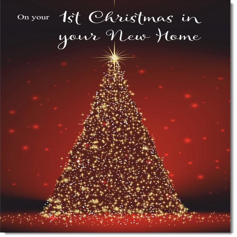 1st Christmas in New Home Card Red Christmas Tree