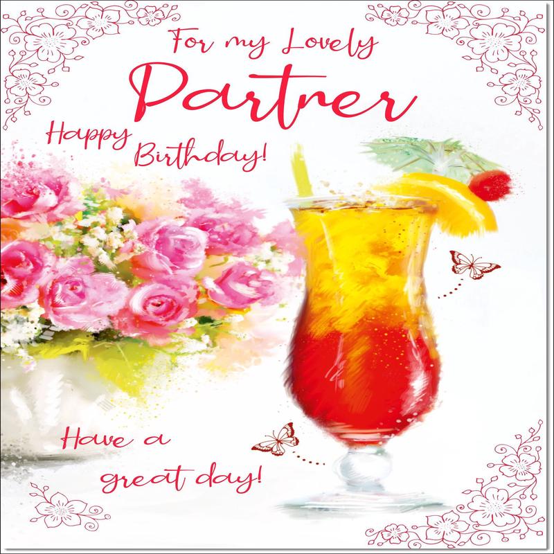 Partner Birthday Card for Her Floral Cocktail