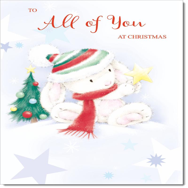 To All Of You Christmas Card Cute Rabbit with Star