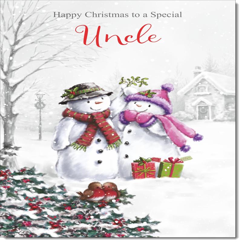 Uncle Christmas Card Snowman Couple