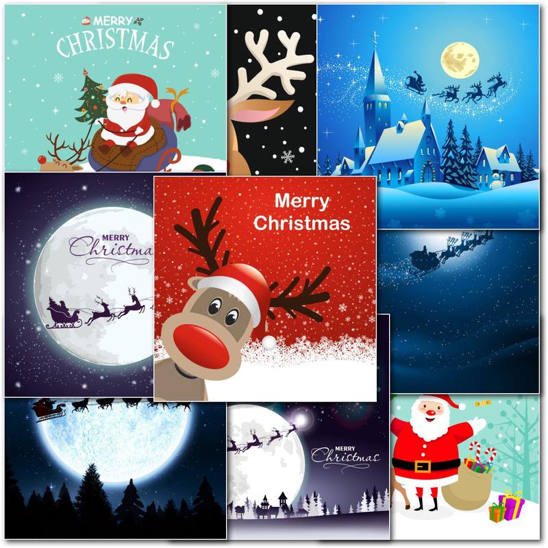 Pack of 60 Mixed C60 Square Reindeers Rudolph Christmas Cards