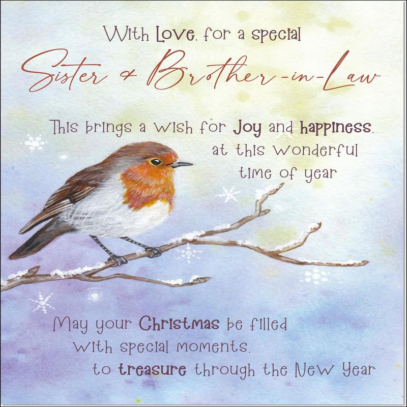 Sister & Brother-in-Law Christmas Card Watercolour Robin In The Frost