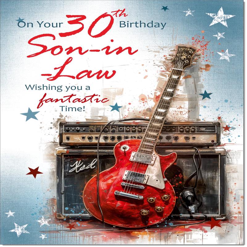 Son-in-Law 30th Birthday Card Age 30 Guitar