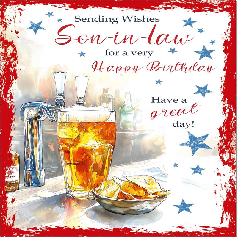 Son-in-Law Birthday Card Beer and Crisps