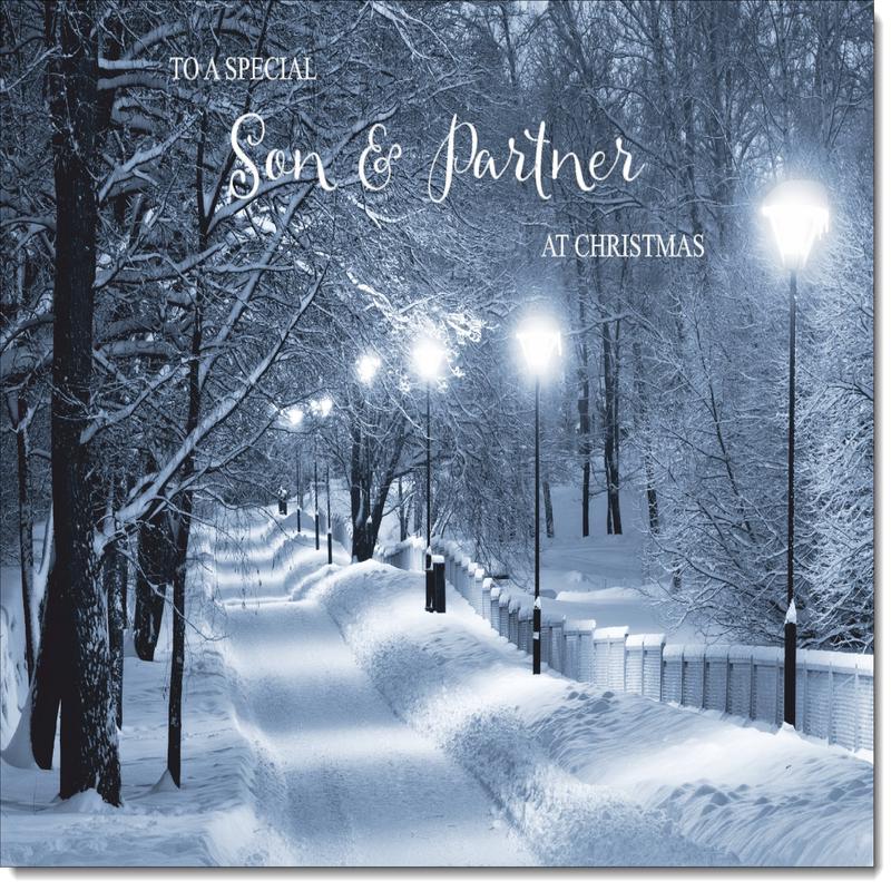 Son & Partner Christmas Card Snowy Street Scene