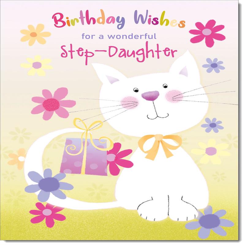 Stepdaughter Birthday Card Colouring Cat