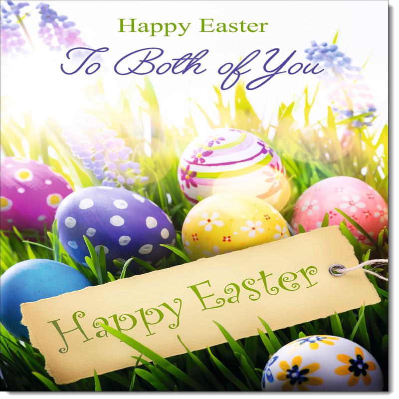 To Both Easter Card Colourful Happy Easter Eggs