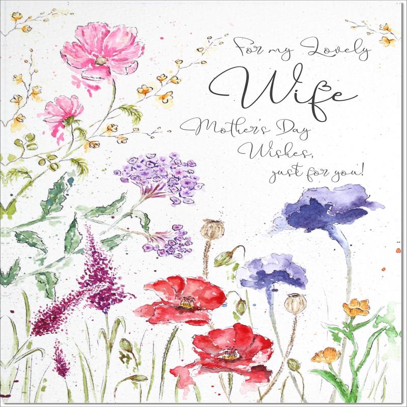 Wife Mothers Day Card Wildflowers Spring Flowers