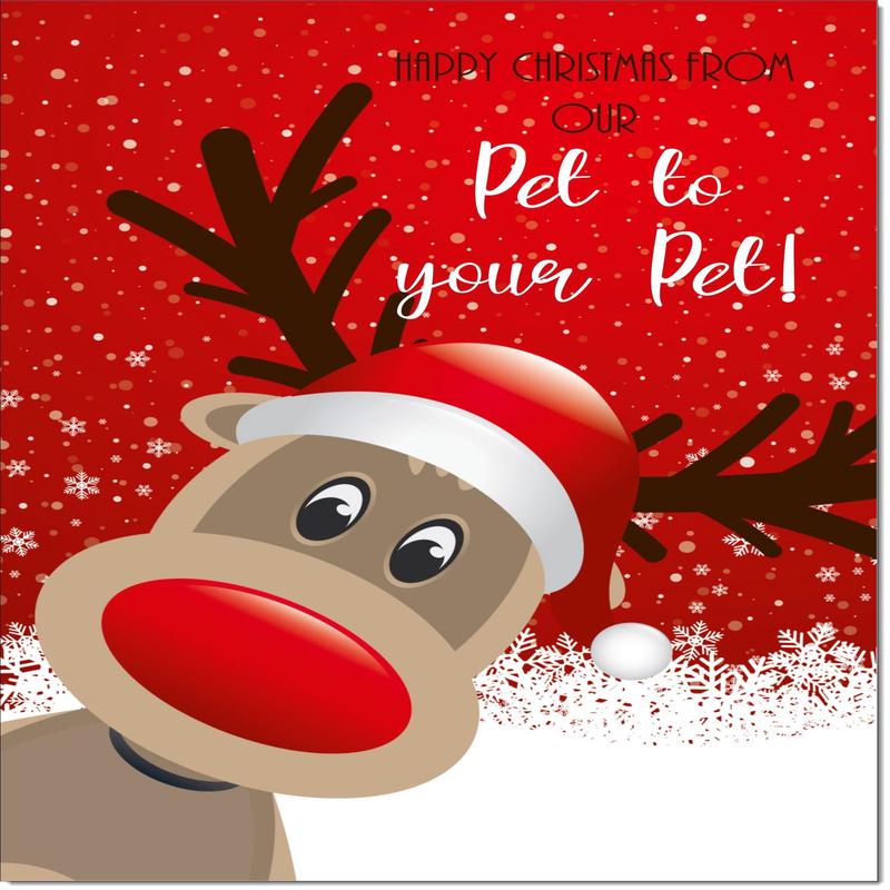 Our Pet To Your Pet Christmas Card Rudolph in Snow