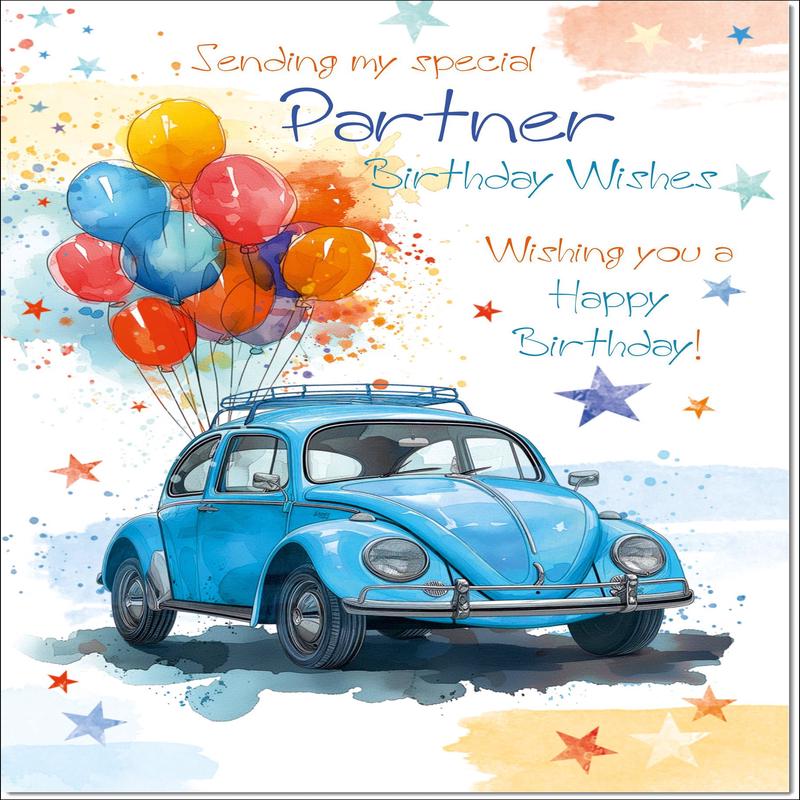Partner Birthday Card for Him Volkswagen Beetle