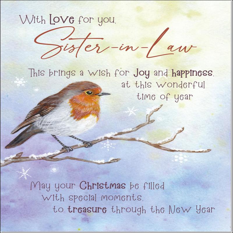 Sister-in-Law Christmas Card Watercolour Robin In The Frost