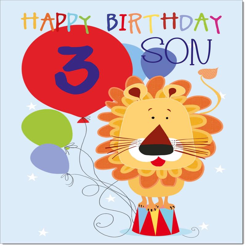 Son 3rd Birthday Card Age 3 Circus Lion