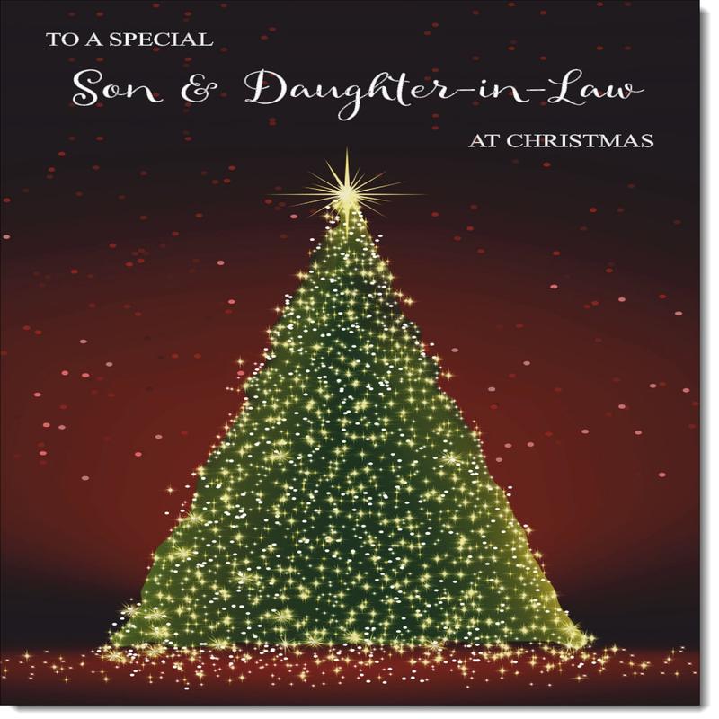 Son & Daughter-in-Law Christmas Card Green Christmas Tree