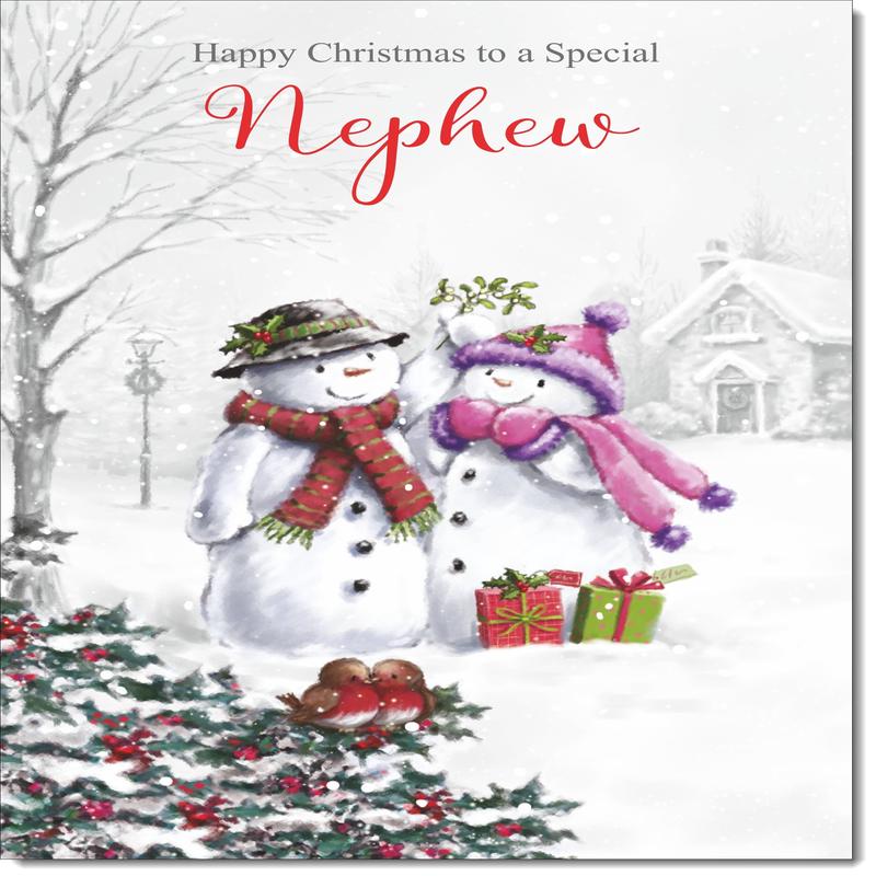 Nephew Christmas Card Snowman Couple
