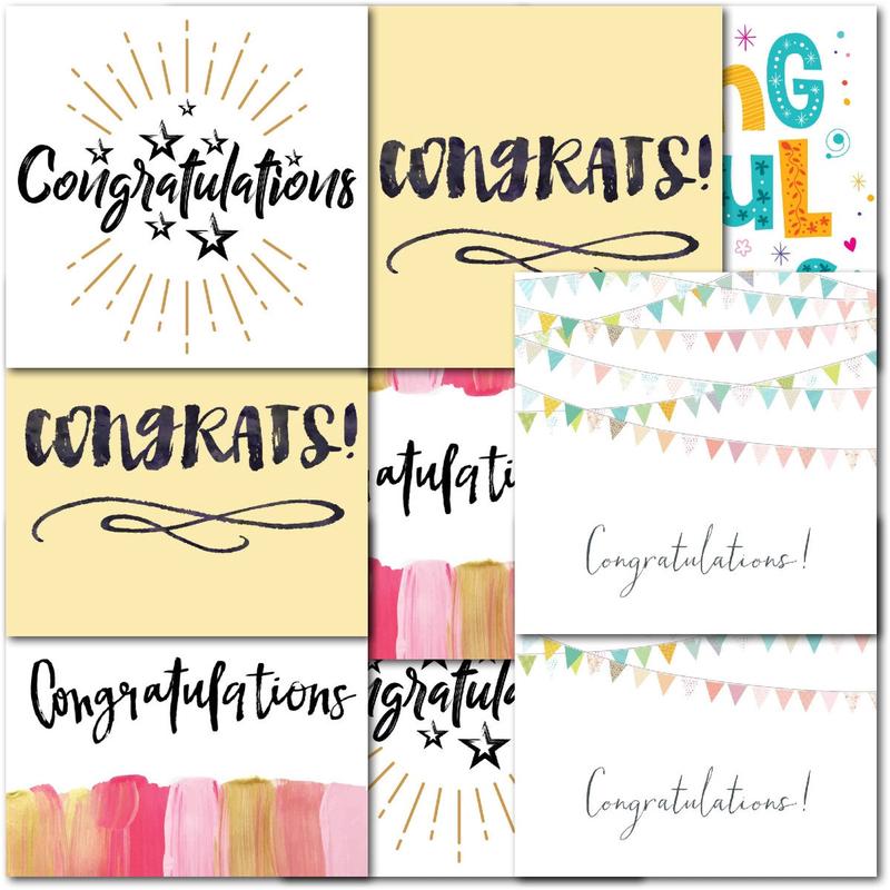 Pack of 60 Mixed C60 Square Congratulations Cards - Exams, Graduation, New Job