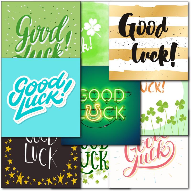 Pack of 60 Mixed C60 Square Good Luck Cards - New Job Exams School College