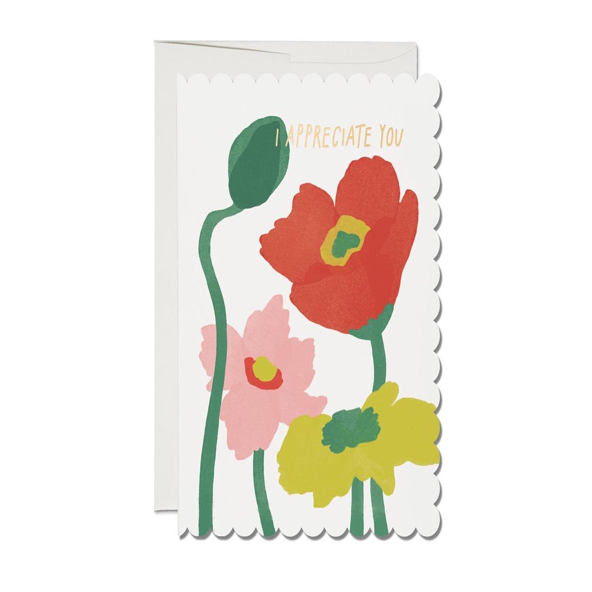 Scalloped Poppy Die Cut Appreciation Card