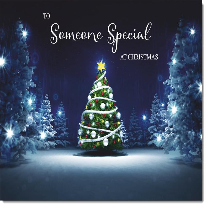 Someone Special Christmas Card Christmas Tree Lights in Dark Sky