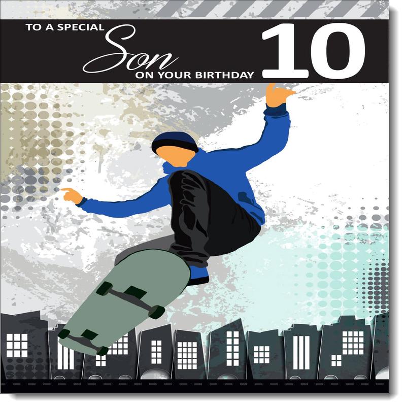 Son 10th Birthday Card Age 10 Skateboarding