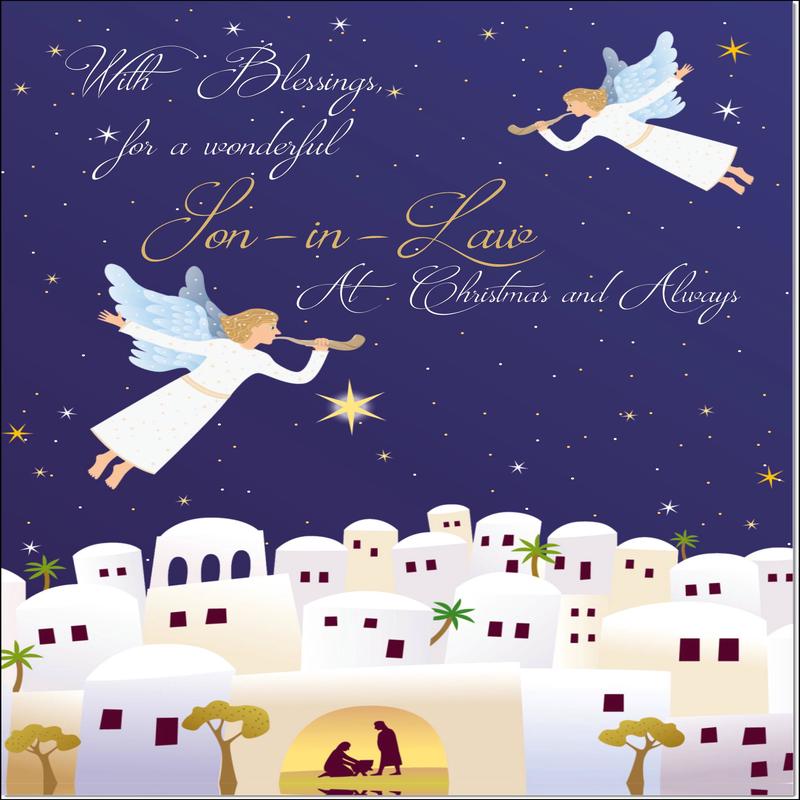 Son-in-Law Christmas Card Nativity Scene Angels Bethlehem