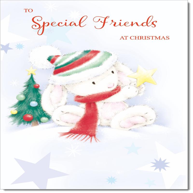 Special Friends Christmas Card Cute Rabbit with Star