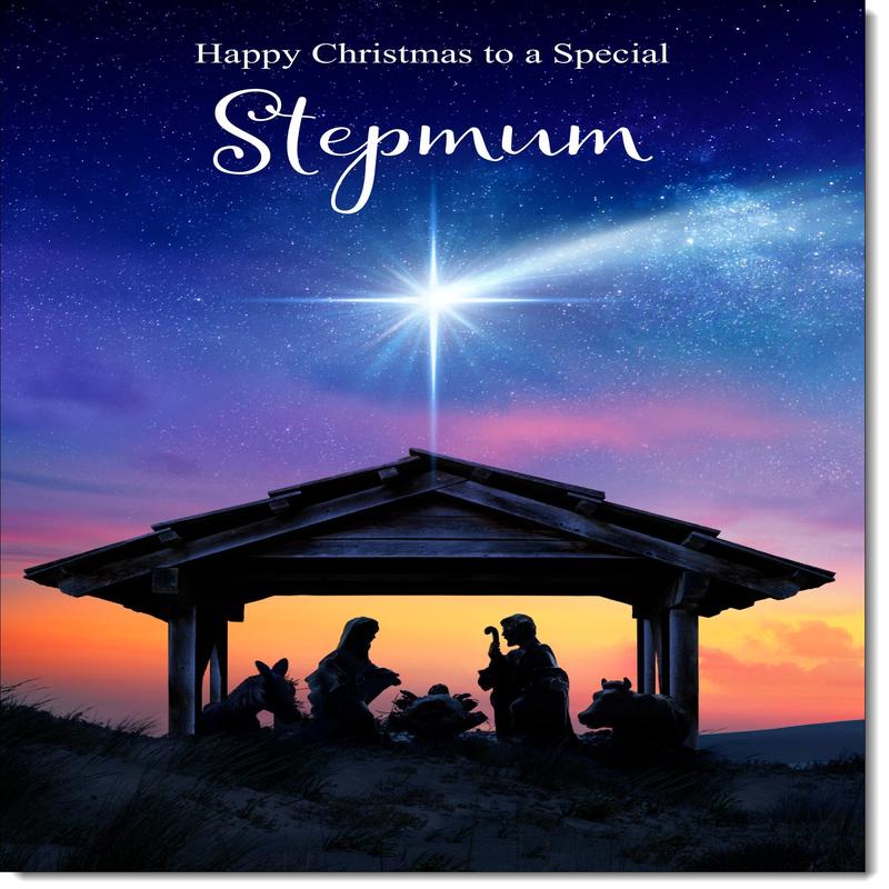 Stepmum Christmas Card Nativity Scene