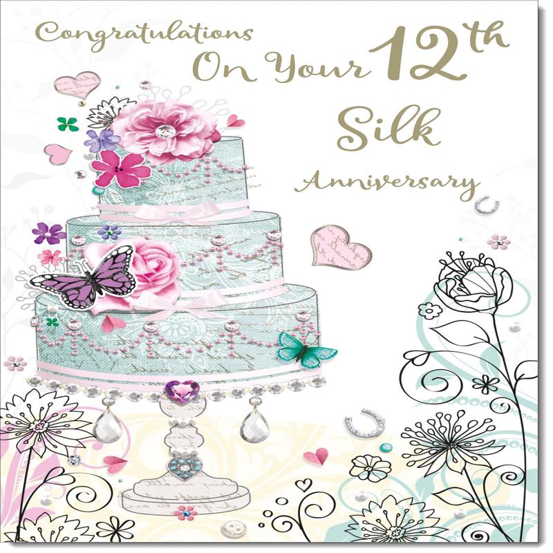 Your Silk 12th Wedding Anniversary Card Wedding Cake