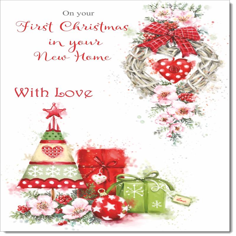 1st Christmas in New Home Card Hanging Heart Decoration