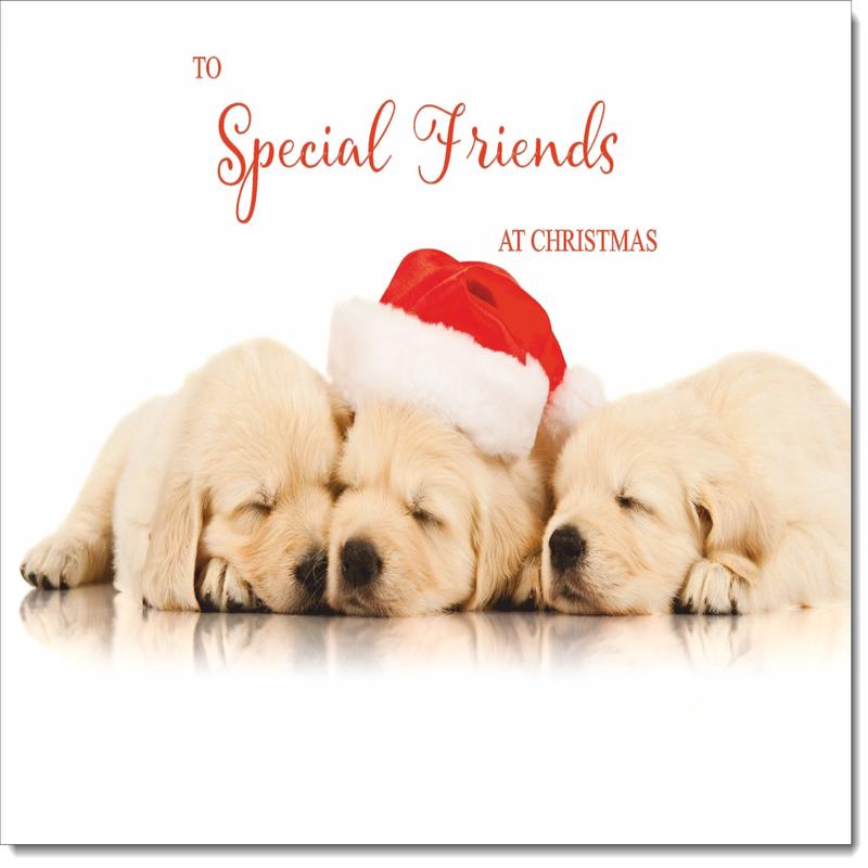 Special Friends Christmas Card Christmas Golden Retriever Puppies