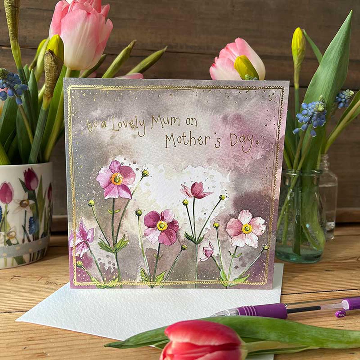 To a Lovely Mum on Mother's Day Japanese Anemones Card *