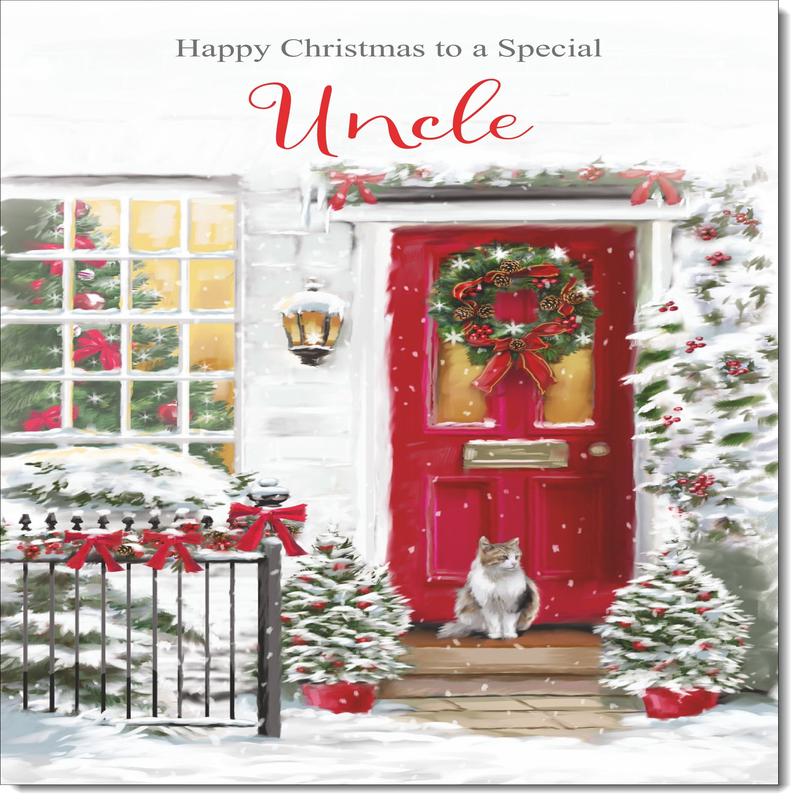 Uncle Christmas Card Cat by Snowy Red Door