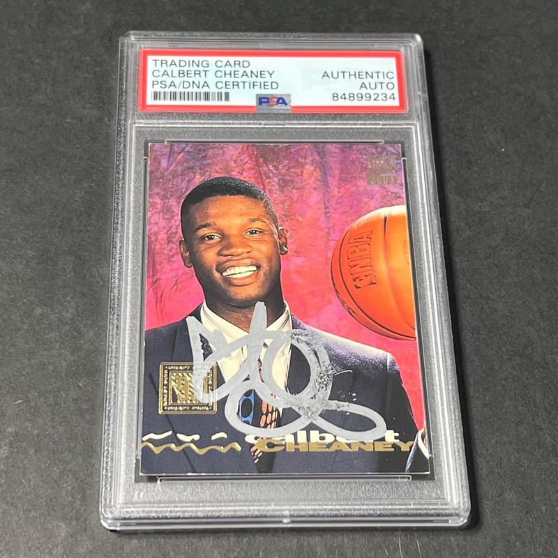 1993-94 Topps #127 Calbert Cheaney Signed Card AUTO PSA Slabbed Bullets