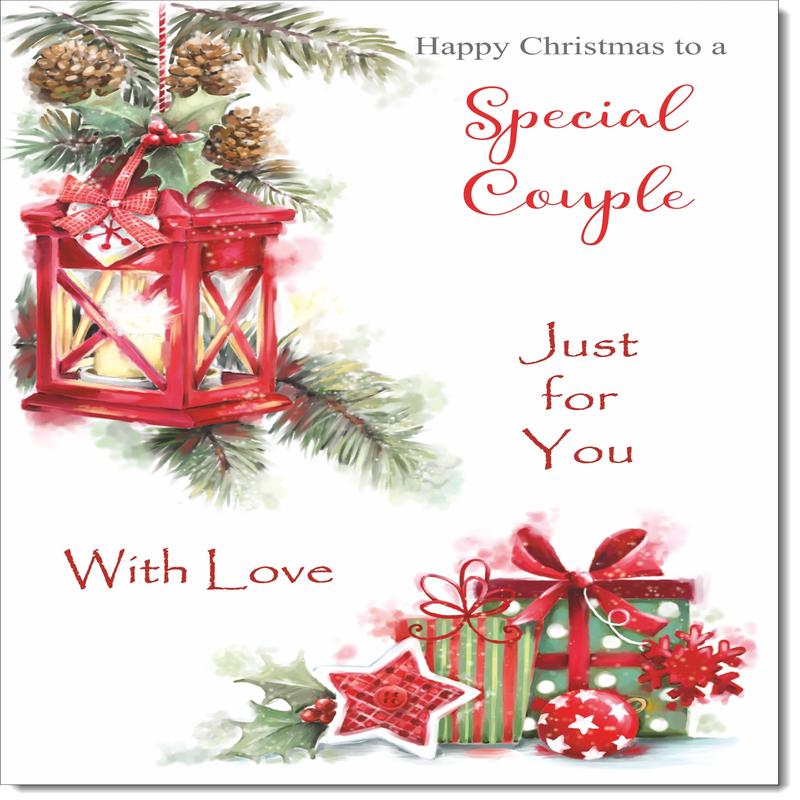 Special Couple Christmas Card Red Lantern & Christmas Presents