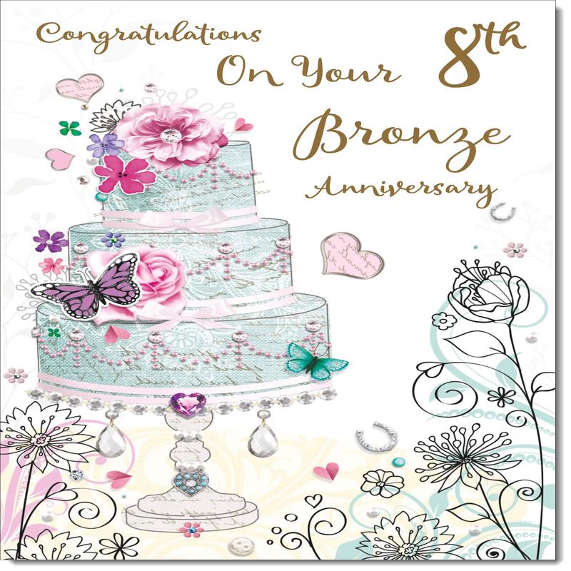 Your Bronze 8th Wedding Anniversary Card Wedding Cake