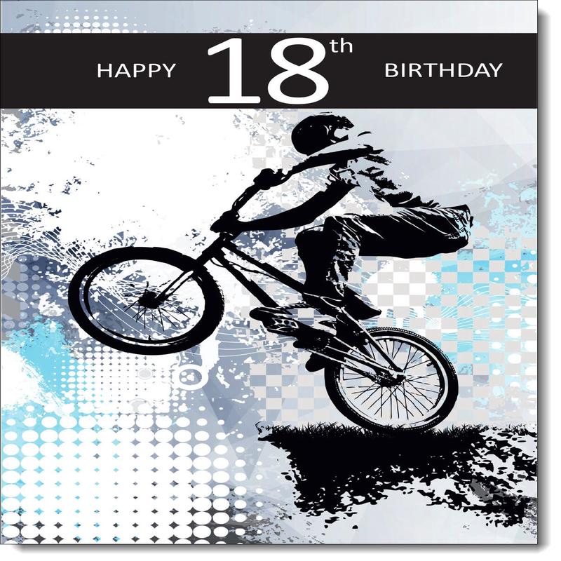 18th Birthday Card Age 18 for Him BMX Bike